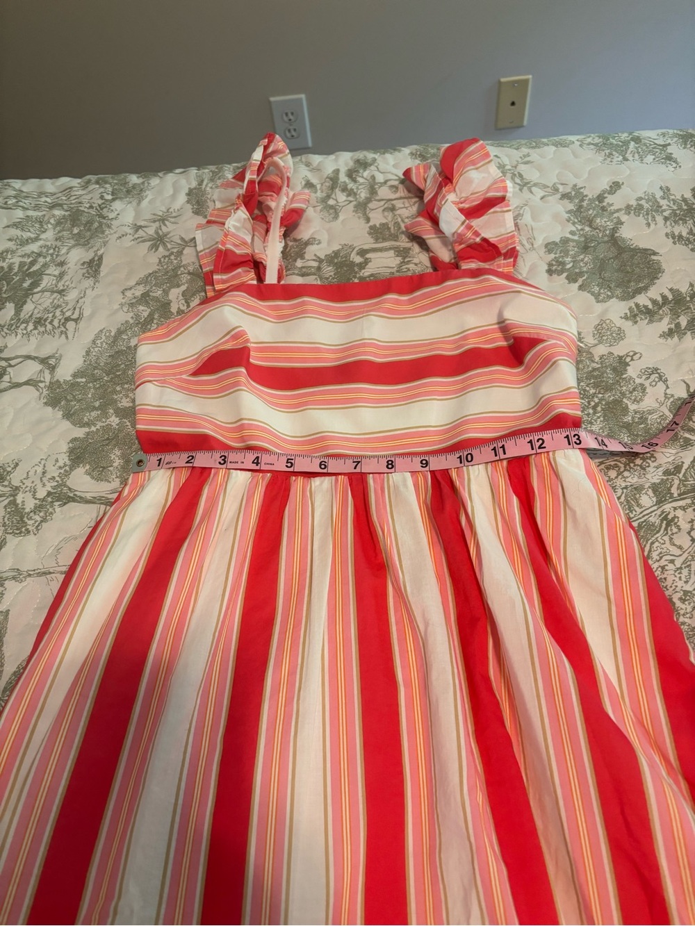 J. Crew sz 4 Pink & White Striped Sundress ruffle straps flounce hem sundress - Picture 5 of 15